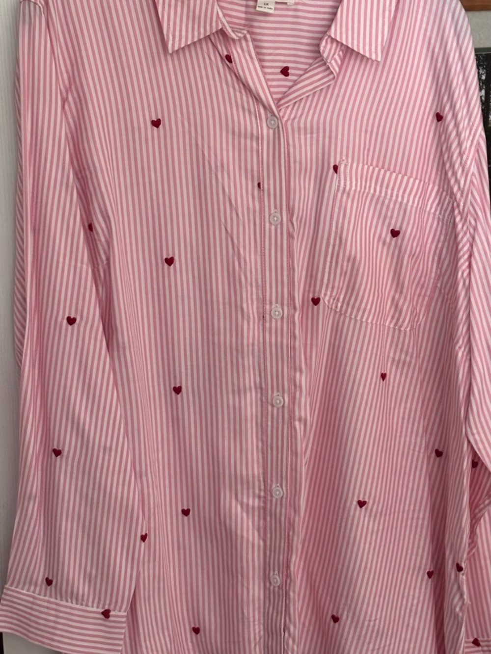 beachlunchlounge Pink and White Striped Shirt Never Worn